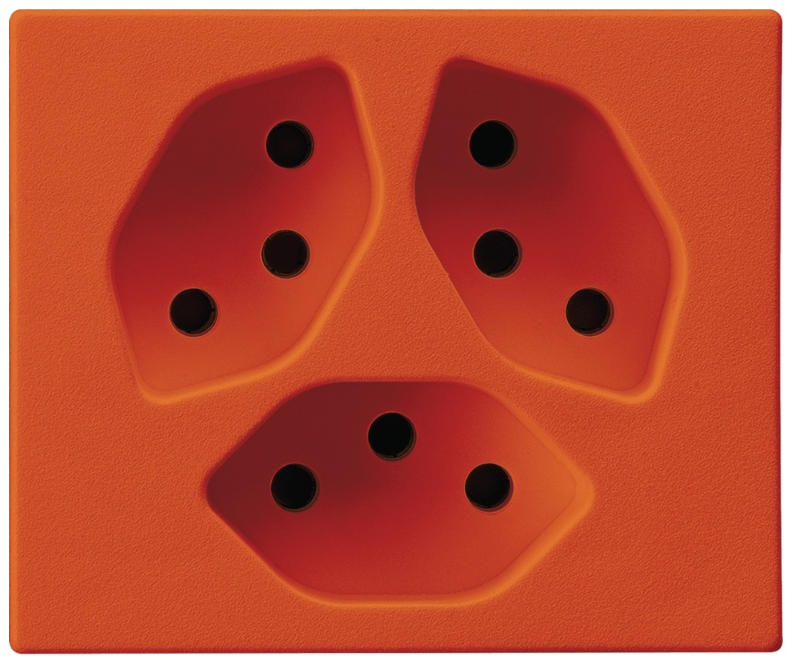 Produktbild FLF 313 103  -  FLF-Steckdose 3xT13-parallel, orange mit Steckklemmen
